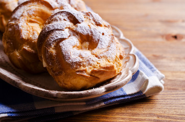 Round cake with cream
