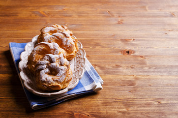 Round cake with cream