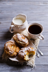 Round cake with cream