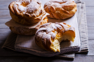 Round cake with cream