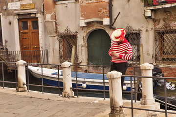 Venice, gondolas on the canal Grande Italy - obrazy, fototapety, plakaty