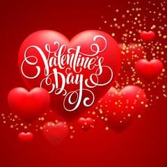Red  Blur Hearts Valentine day background. Vector illustration
