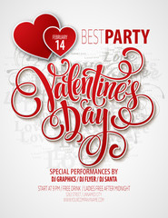 Valentines Day Party Flyer. Vector illustration