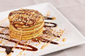 Stack of grain free egg and banana pancakes