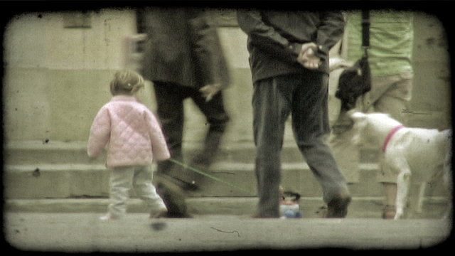 Little girl playing 2. Vintage stylized video clip.