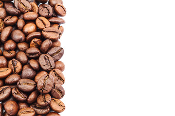 Coffee beans isolated on white background with space for text