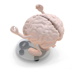 human brain with arms and legs over balance