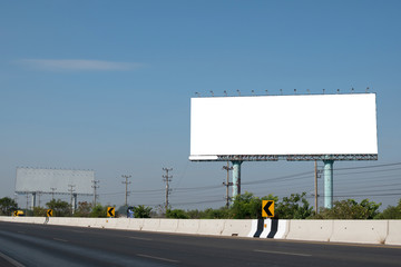 blank billboard near the road - obrazy, fototapety, plakaty