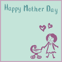 Mom with stroller,happy mothers day