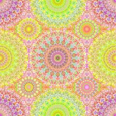 Colorful Hippie Mandala Seamless Pattern