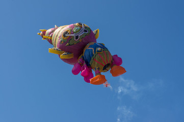 Thai Giant Hot Air Ballong flies into the sky