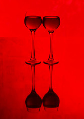 Glass of wine glasses on table