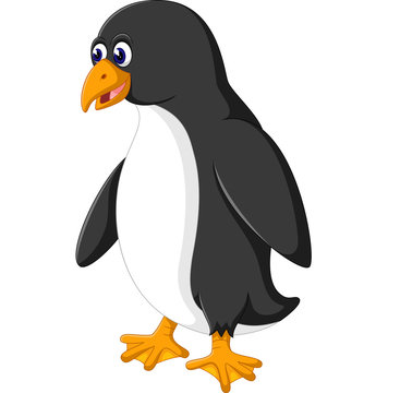 illustration of Cute penguin cartoon waving Stock Vector | Adobe Stock