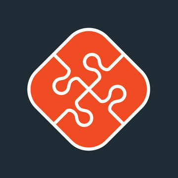 Jigsaw puzzle simple icon - four pices