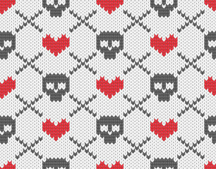 Knitted pattern with skulls - 99960726