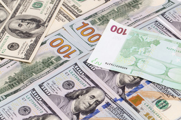 background of the money. Euro and Dollar