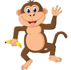 Fototapeta premium Cartoon monkey presenting