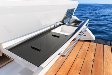 Obraz premium kitchen on board of luxury motoryacht