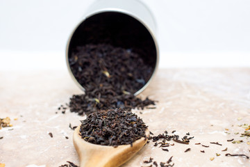 black tea on a marble background