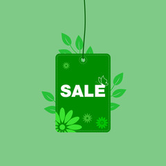 Sale tag icon for spring with leaf and flower icons - 99962157