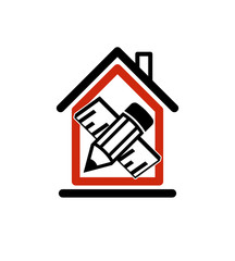 Architectural design conceptual symbol, simple vector house icon