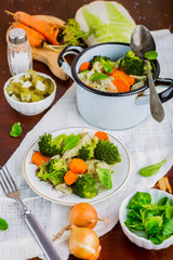 Mixed vegetables with carrots, cabbage and broccoli tasty