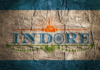 Indore city name with flag colors styled letter O