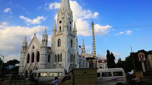 Locked-on shot of a church, St. Thomas Church, Mylapore, Chennai, Tamil Nadu, India