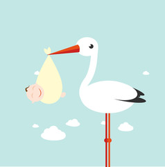 Storch mit Baby Bündel Vektor