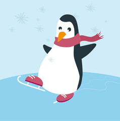 Pinguin auf Schlittschuhen Vektor
