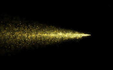 Abstract gold glittering star dust trail of particles.