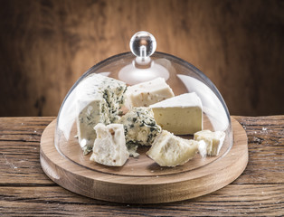 Variety of cheeses. Vintage stiles.