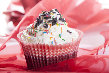  Cupcakes with chocolate chips and colored sprinkles