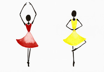 Tänzerinnen in Rot und Gelb © Amelie Petzin