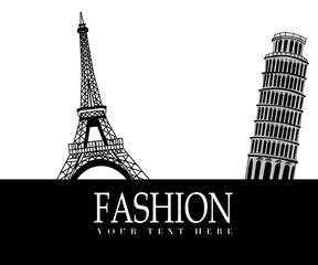 Fashion with Paris and  Pisa in the background