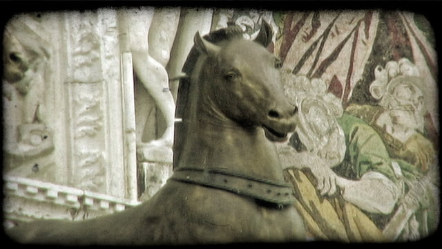 Bronze Horse 1. Vintage stylized video clip.