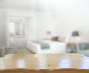 Table Top And Blur Background In Bedroom