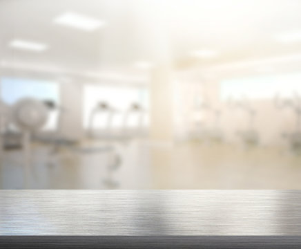 Table Top And Blur Fitness Gym Of Background