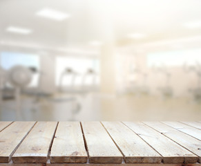 Table Top And Blur Fitness Gym of Background