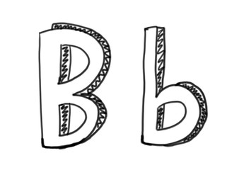 New drawing Character B of alphabet.