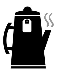 Sachet de thé sur une cafetière