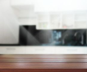 Naklejka premium Table Top And Blur Interior of Background
