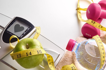 Concept health diet and sports woman healthy heart message