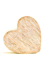 Wooden Grey Heart on Isolated White Background