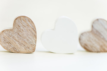 Wooden White and Grey Hearts in the Wooden White Tray