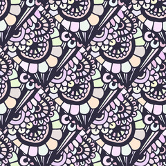 Naklejka premium Doodle seamless pattern in vector. Creative floral background for your design, wrapping paper, textile