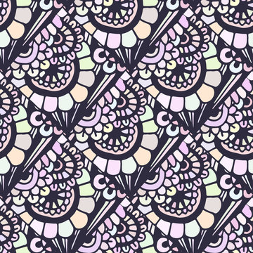 Doodle seamless pattern in vector. Creative floral background for your design, wrapping paper, textile