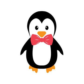 penguin and tie on a white background