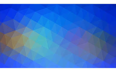 Multicolor blue, yellow, orange polygonal design illustration, which consist of triangles and gradient in origami style.