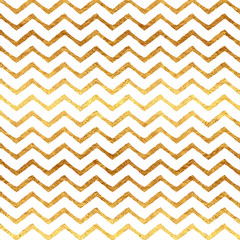 Gold Faux Foil Chevron Metallic White Background Pattern